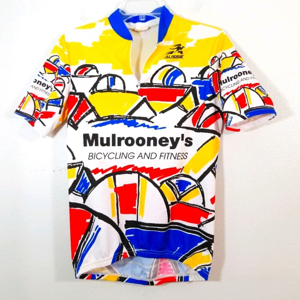 Vibrant biking shirt Mulrooneys bicycling Aussie M
